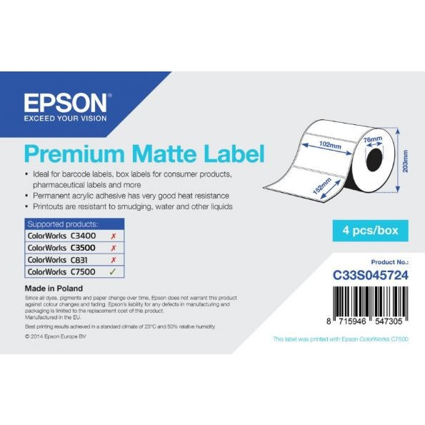 Epson Premium Matte Labels | 102 x 152 mm