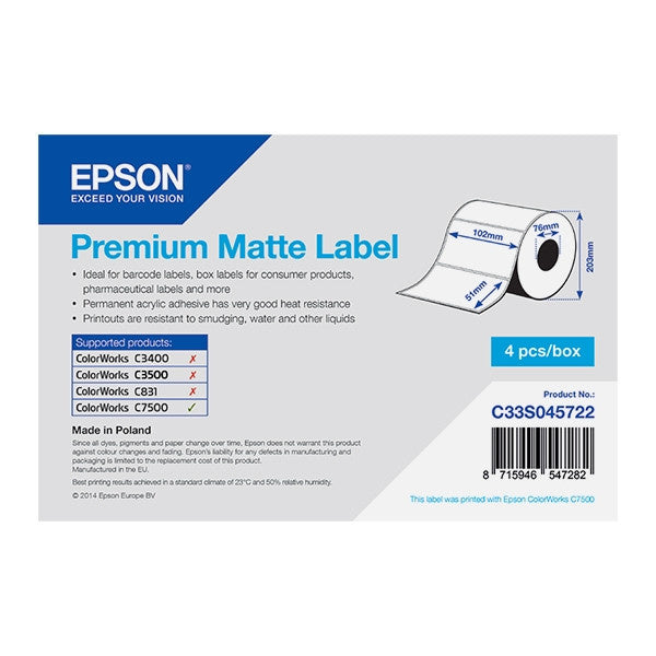 Epson Premium Matte Labels | 102 x 51 mm